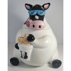 Rare Treasure Craft Cookie Jar Cool Cow with Sunglasses 1996